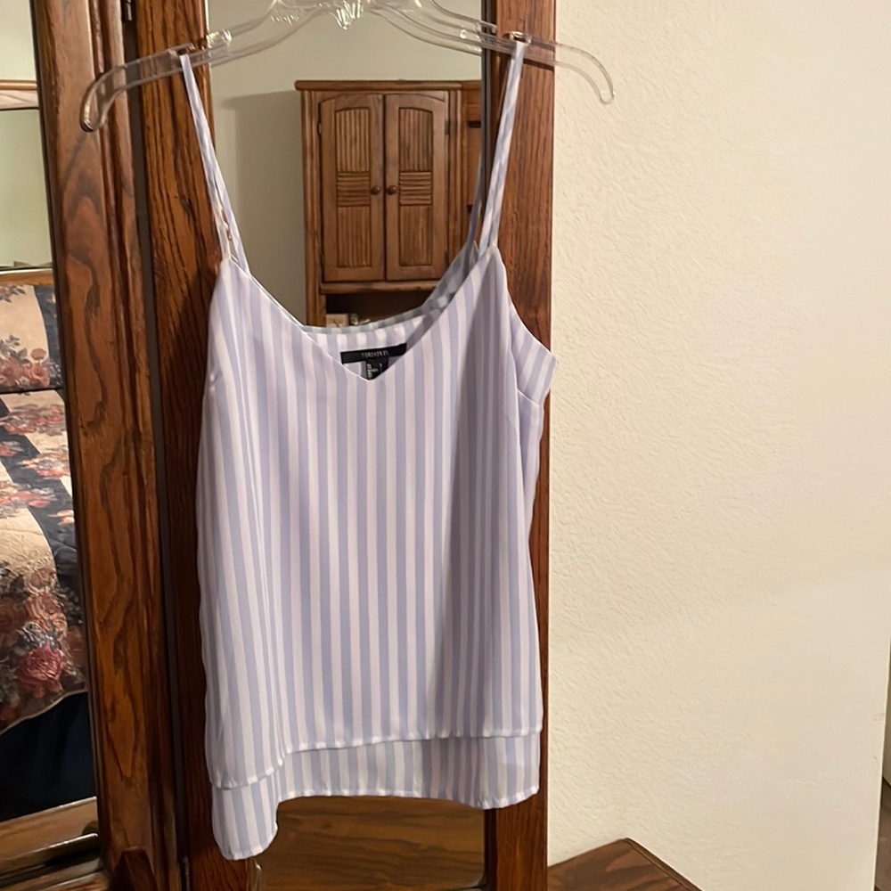 Forever 21 Blouse - light blue & white striped